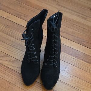 Black Lace-Up Ankle Boots